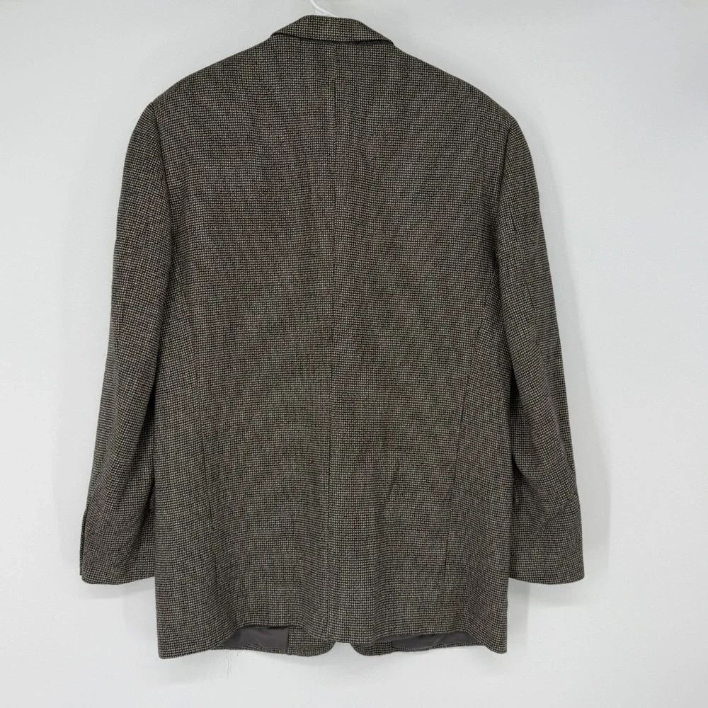 Ermenegildo Zegna Mens Brown Houndstooth Wool Blazer Sport Coat Italy 46R‎
